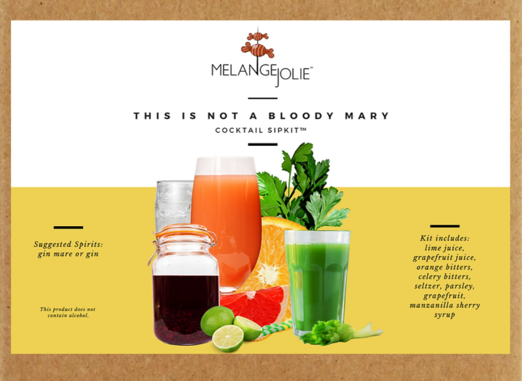 Mélange Jolie This is Not a Bloody Mary Cocktail SipKit™ with highball glass, organic juices, and cocktail tools.